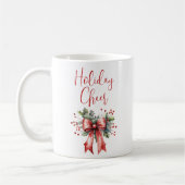 Moderne Kerstvakantie CHEER Script Red Bow Koffiemok (Links)