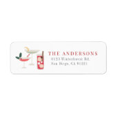 Moderne kerstvakantie cocktails retouradres etiket (Voorkant)