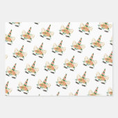 Moderne kerstvakantie eenhoorn inpakpapier vel (Voorkant 2)