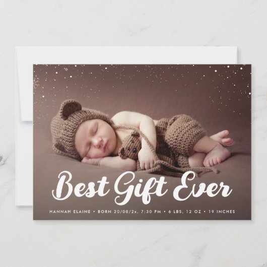 Moderne Kerstvakantie geboorte aankondiging (Voorkant)