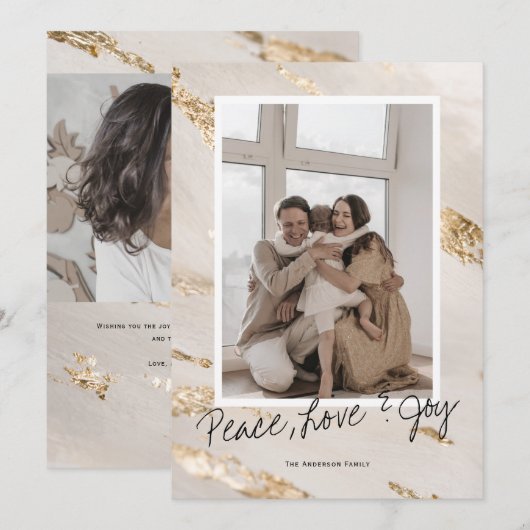 Moderne kerstvakantie groet gezinsfoto feestdagenkaart (Voorkant / Achterkant)