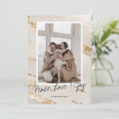 Moderne kerstvakantie groet gezinsfoto feestdagenkaart (Staand voorkant)