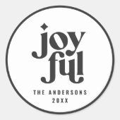 Moderne kerstvakantie met monochrome typografie ronde sticker (Voorkant)