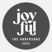 Moderne kerstvakantie met monochrome typografie ronde sticker (Voorkant)