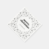 Moderne Kerstvakantie Sneeuwvlok Zwart-wit Servet (Hoek)