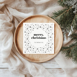 Moderne Kerstvakantie Sneeuwvlok Zwart-wit Servet