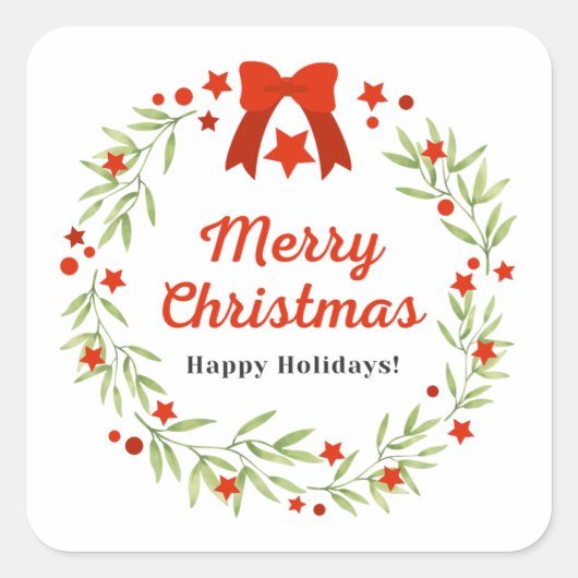 Moderne kerstvakantie vierkante sticker (Voorkant)