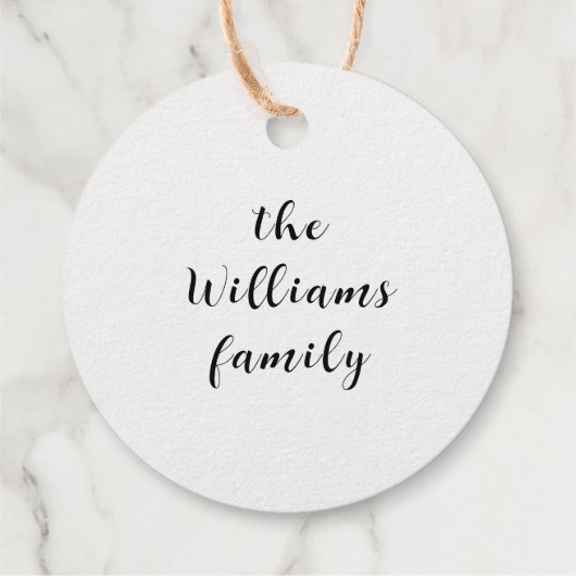 Moderne Kerstvakantie Vreugde Familie Naam Folie Bedankjes Labels (Achterkant)