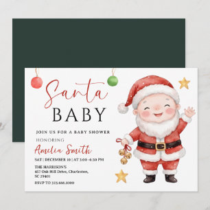 Moderne Kerstvakantie winter Kerstman baby shower Kaart