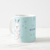 Moderne Kerstverlichte Llama Naam Koffiemok (Voorkant links)