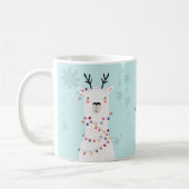 Moderne Kerstverlichte Llama Naam Koffiemok (Links)