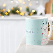Moderne Kerstverlichte Llama Naam Koffiemok
