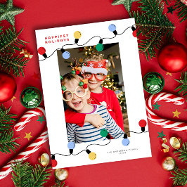 Moderne Kerstverlichting Kleurrijke Kerstlichten E Feestdagenkaart