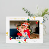 Moderne Kerstverlichting Kleurrijke Kerstlichten E Folie Feestdagenkaart (Staand Voorkant)