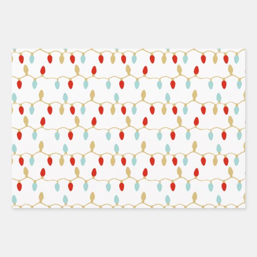 Moderne kerstverlichting Polka Dots & Stripes Inpakpapier Vel (Voorkant)