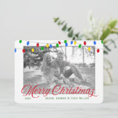 Moderne kerstverlichting voor feestdagen | 2 Foto Feestdagenkaart (Staand voorkant)