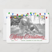 Moderne kerstverlichting voor feestdagen | 2 Foto Feestdagenkaart (Voorkant)