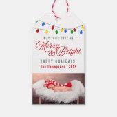 Moderne kerstverlichting | Vrolijke & heldere foto Cadeaulabel (Voorkant)