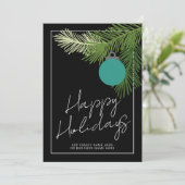 Moderne kerstversiering - Black Aqua non-foto Feestdagenkaart (Staand voorkant)