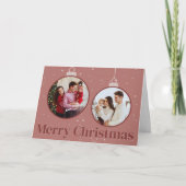 Moderne Kerstversiering Foto Rood Feestdagen Kaart (Voorkant)