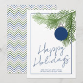 Moderne kerstversiering - groen - Navy niet-foto Feestdagenkaart (Voorkant / Achterkant)