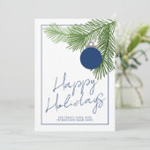 Moderne kerstversiering - groen - Navy niet-foto Feestdagenkaart (Staand voorkant)