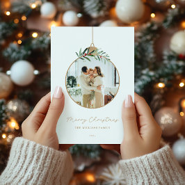 Moderne kerstversiering Vrolijke kerstfoto Feestdagenkaart