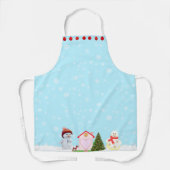 Moderne kerstversieringen op lichtblauw schort (Voorkant)