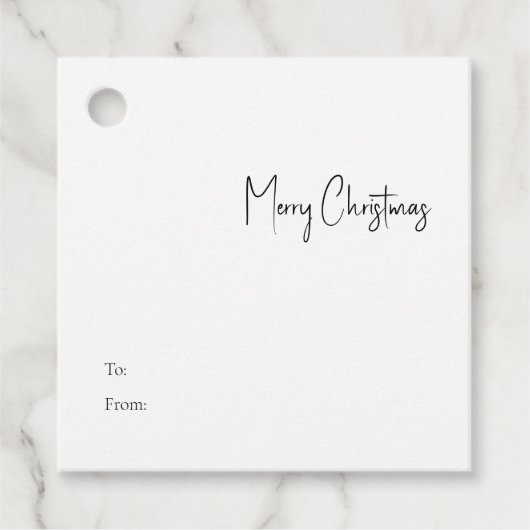 Moderne kerstvierkant naar Label met cadeau (Voorkant)