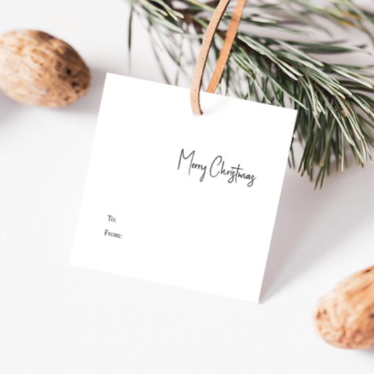 Moderne kerstvierkant naar Label met cadeau