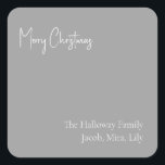 Moderne kerstvierkant Sticker met cadeautjes voor<br><div class="desc">Deze sticker met cadeau voor de moderne kerstzilveren kerstvierkant is ideaal voor uw minimalistische shabby-chic boho Silver en witte feestdag. De minimale witte handgeschreven kalligrafie is delicaat en robuust, terwijl het klasje en elegant blijft. U zult vinden dat alles over dit product editable is, zodat voel vrij om afbeeldingen of...</div>