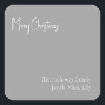 Moderne kerstvierkant Sticker met cadeautjes voor<br><div class="desc">Deze sticker met cadeau voor de moderne kerstzilveren kerstvierkant is ideaal voor uw minimalistische shabby-chic boho Silver en witte feestdag. De minimale witte handgeschreven kalligrafie is delicaat en robuust, terwijl het klasje en elegant blijft. U zult vinden dat alles over dit product editable is, zodat voel vrij om afbeeldingen of...</div>