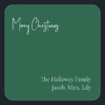 Moderne kerstvierkant Sticker met cadeautjes voor<br><div class="desc">Deze moderne kerstgroene sticker is perfect voor uw minimalistische shabby-chic boho-groet en witte feestdag. De minimale witte handgeschreven kalligrafie is delicaat en robuust, terwijl het klasje en elegant blijft. U zult vinden dat alles over dit product editable is, zodat voel vrij om afbeeldingen of meer tekst toe te voegen. Als...</div>