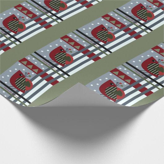 moderne kerstvogel en aangepaste tekst cadeaupapier (Hoek)