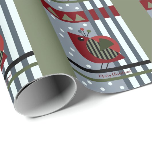 moderne kerstvogel en aangepaste tekst cadeaupapier (Rol Hoek)