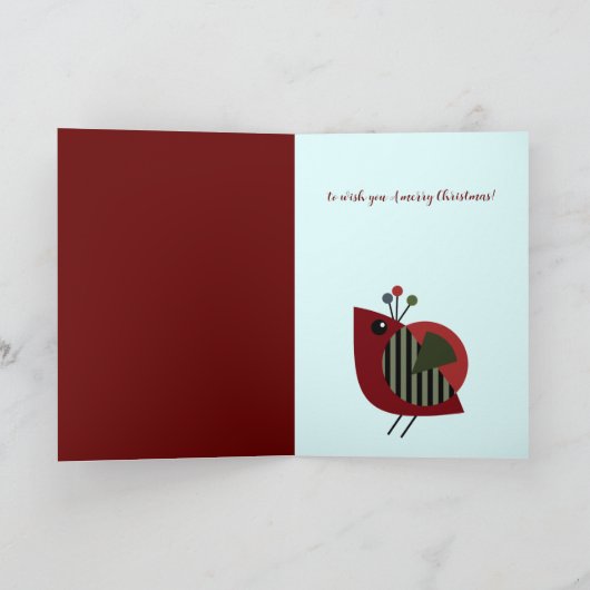 moderne kerstvogel en aangepaste tekst feestdagen kaart (Binnen)