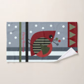 moderne kerstvogel en aangepaste tekst handdoek (Handdoek)