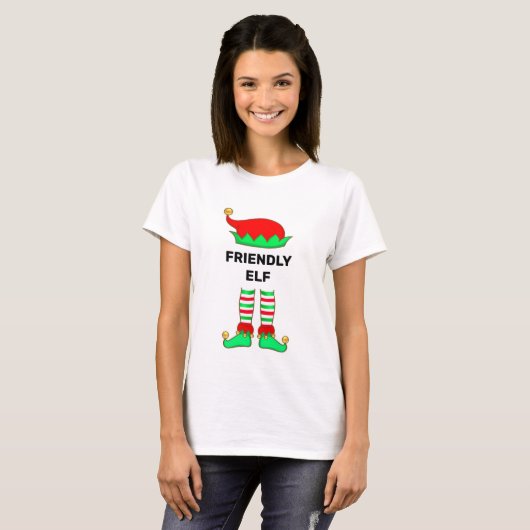 Moderne kerstvriendschappelijke Elf T-Shirt (Voorkant volledig)