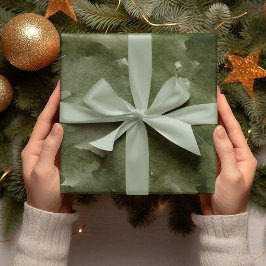Moderne kerstWaterverf groen Cadeaupapier
