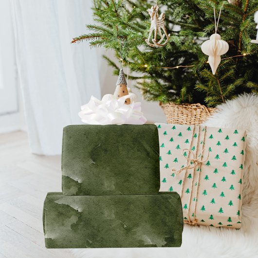 Moderne kerstWaterverf groen Cadeaupapier