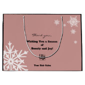 Moderne Kerstwensen Zwart Roze Papieren Tas Groot Cadeauzakje (Voorkant)