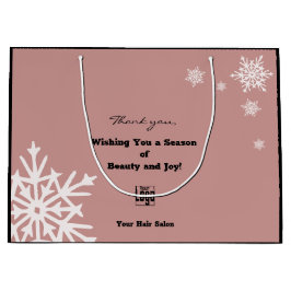 Moderne Kerstwensen Zwart Roze Papieren Tas Groot Cadeauzakje