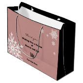 Moderne Kerstwensen Zwart Roze Papieren Tas Groot Cadeauzakje (Voorkant Gekanteld)