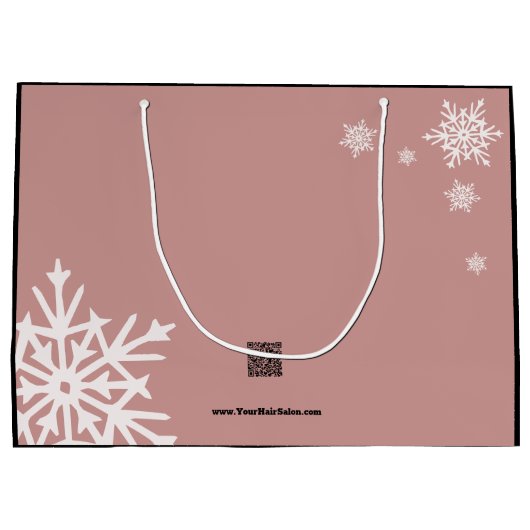 Moderne Kerstwensen Zwart Roze Papieren Tas Groot Cadeauzakje (Achterkant)