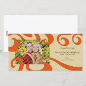 Moderne Kerstwervelingen Fotokaart - Sinaasappel Feestdagenkaart (Voorkant / Achterkant)