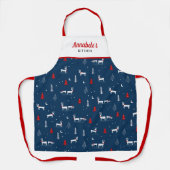 Moderne Kerstwinter Bossen Personaliseren Wit Schort (Voorkant)