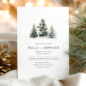 Moderne kerstwinter minimalistische bruiloft kaart