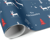 Moderne Kerstwinter Woodland gepersonaliseerd Cadeaupapier (Rol Hoek)