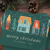 Moderne kerstwintersneeuwscène feestdagenkaart