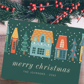 Moderne kerstwintersneeuwscène feestdagenkaart